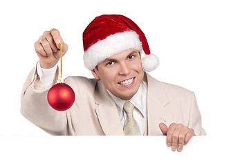 Image showing Portrait of man in santa hat