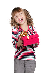 Image showing Little girl with gift box