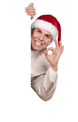 Image showing Portrait of man in santa hat