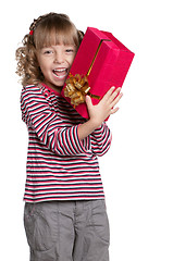 Image showing Little girl with gift box