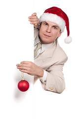 Image showing Portrait of man in santa hat