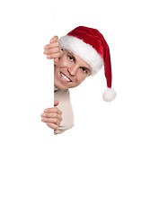 Image showing Portrait of man in santa hat