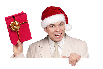 Image showing Portrait of man in santa hat