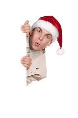 Image showing Portrait of man in santa hat