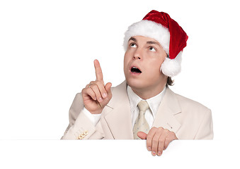 Image showing Portrait of man in santa hat