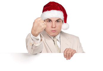 Image showing Portrait of man in santa hat