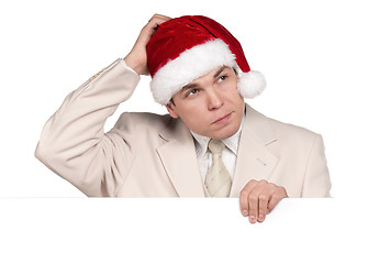 Image showing Portrait of man in santa hat