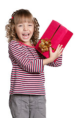 Image showing Little girl with gift box