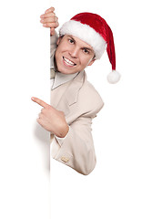 Image showing Portrait of man in santa hat