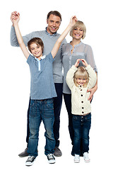 Image showing Playful kids with parents. Family portrait