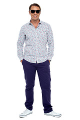 Image showing Stylish middle aged man posing in casuals