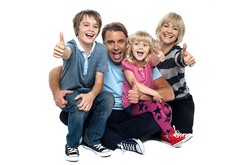 Image showing Cheerful thumbs up family