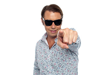 Image showing Smart looking man pointing at the camera