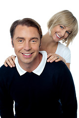 Image showing Love couple posing casually in front of camera