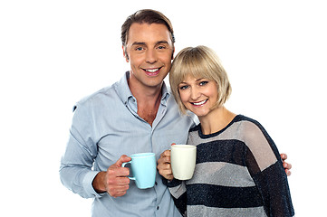 Image showing Couple starting their day with a cup of coffee