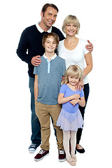 Image showing Indoor studio shot of lovely family, four members