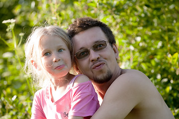 Image showing father and daughter funny portrait