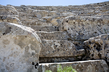 Image showing closeup of steps of ancient Greek amphitheatre