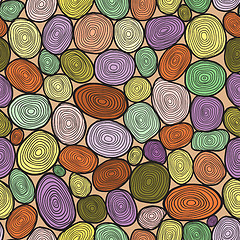 Image showing Seamless circles hand-drawn pattern, circles background.