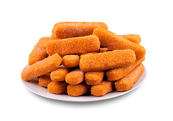 Image showing Fish fingers on a plate