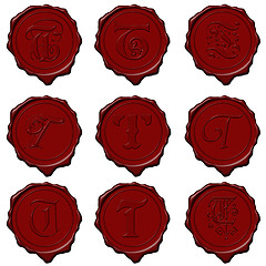 Image showing Wax seal alphabet letters - T