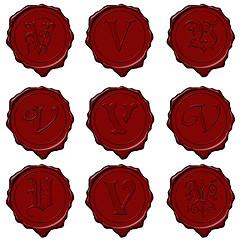 Image showing Wax seal alphabet letters - V