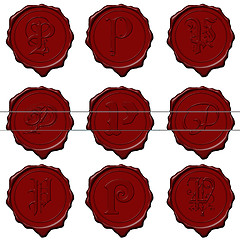 Image showing Wax seal alphabet letters - P