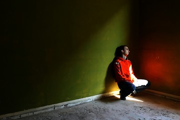 Image showing Boy in an empty room