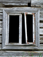 Image showing Window in ruined wooden building