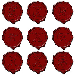 Image showing Wax seal alphabet letters - X