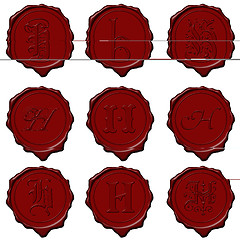 Image showing Wax seal alphabet letters - H