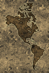 Image showing Parchment americas map