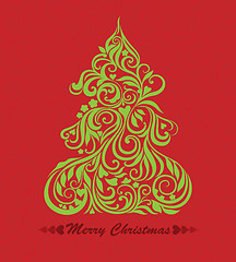 Image showing Vector card with christmas tree