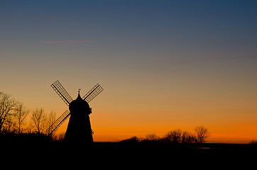 Image showing Silhouette of windmill