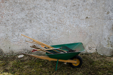 Image showing Tools in a wheelbarrow