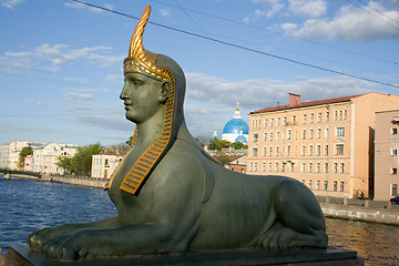 Image showing Famous mythical Scythians on the bridges in the city of St. Petersburg. Russia.