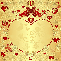 Image showing Gold valentine frame