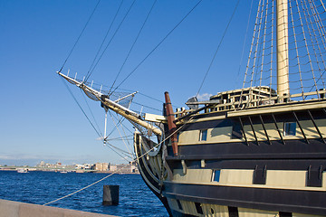 Image showing Sailboat in the embankment of the Neva river. St. Petersburg. Russia.