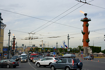 Image showing Rostral columns in the stock area. St. Petersburg. Russia.