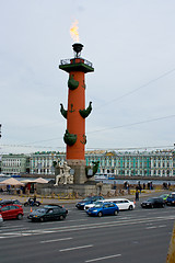 Image showing Rostral columns in the stock area. St. Petersburg. Russia.