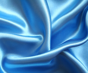 Image showing Smooth elegant blue silk as background