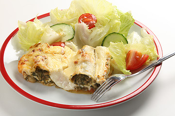 Image showing Cannelloni and salad