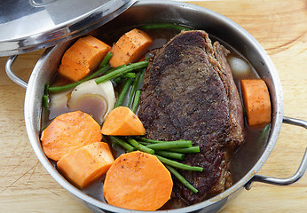 Image showing Pot roast with sweet potato