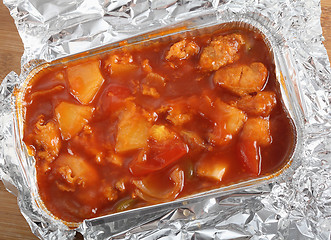 Image showing Chicken sweet and sour from above