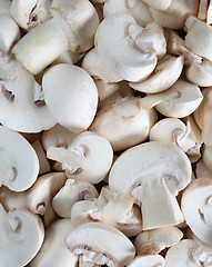 Image showing Sliced button mushrooms