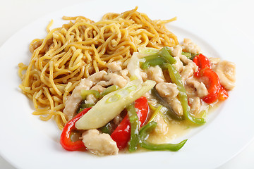 Image showing Shredded chicken and noodles
