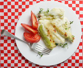 Image showing Courgette in bechamel sauce from above