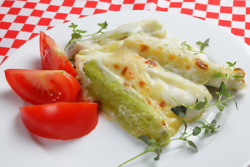 Image showing Courgette bake with tomato