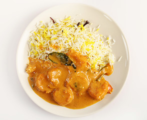 Image showing Prawn korma high angle