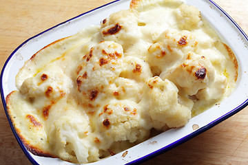 Image showing Cauliflower cheese from oven